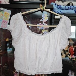 American Eagle Outfitters White Lace Blouse